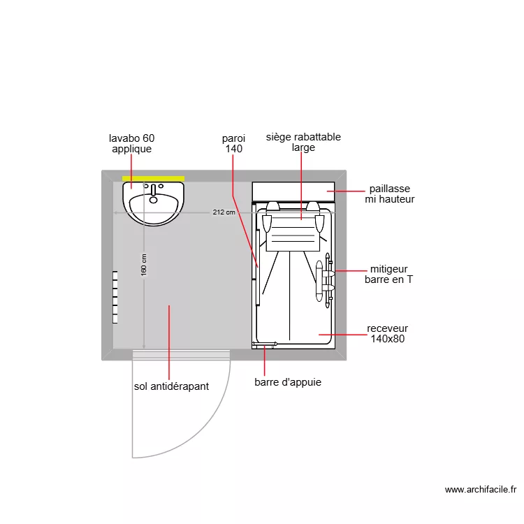 konde. Plan de 1  et 3 m²