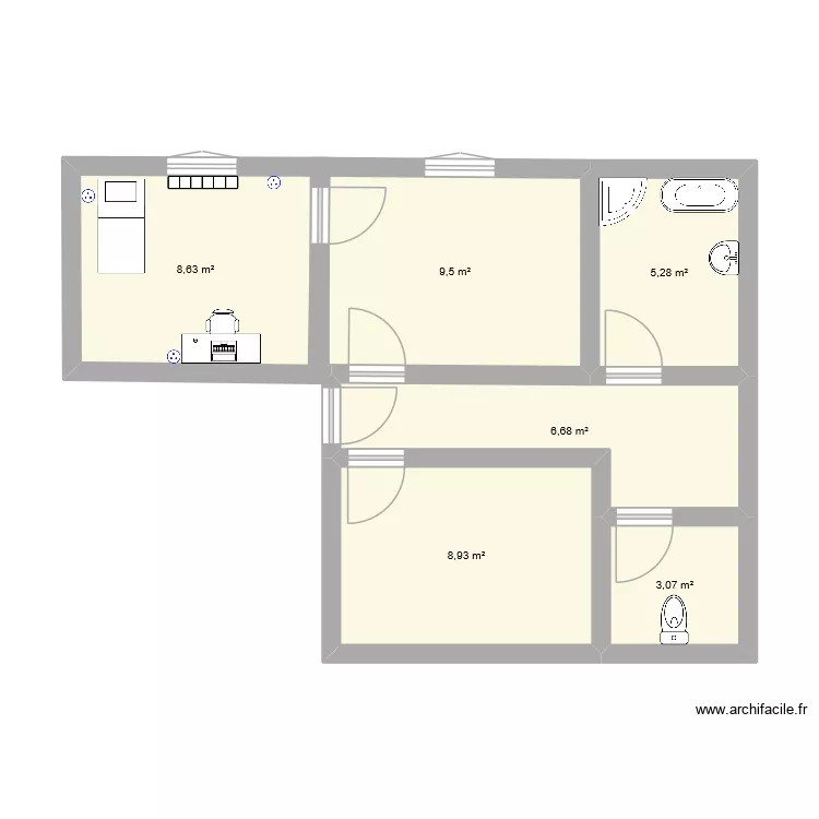 plan maison. Plan de 6 pièces et 42 m² plan maison. Plan de 6 pièces et 42 m²