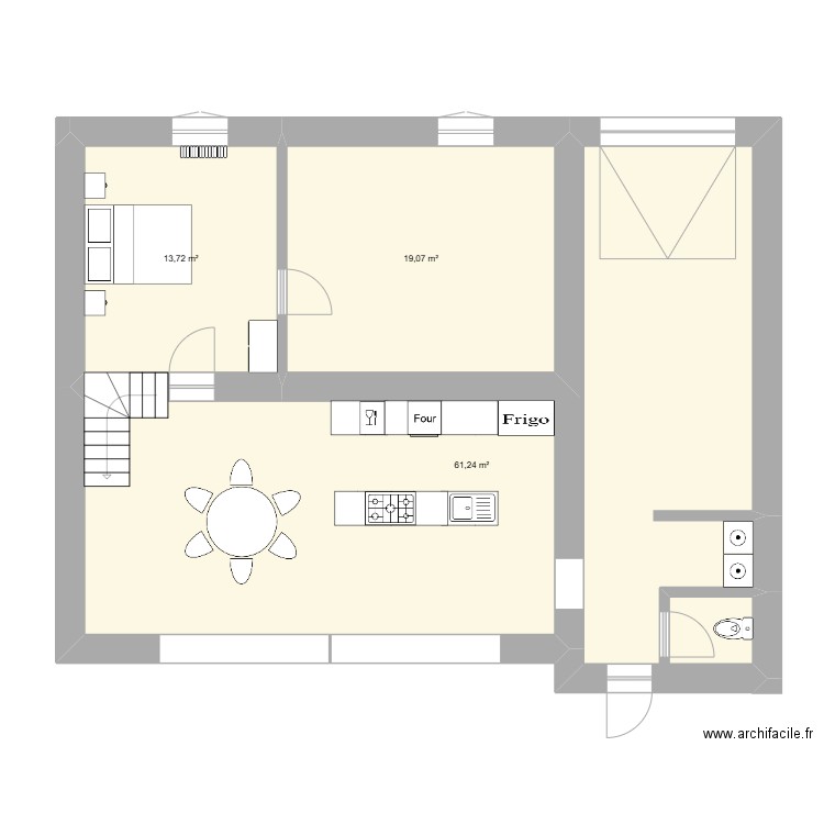 Plan extension rdc v2. Plan de 3 pièces et 94 m2