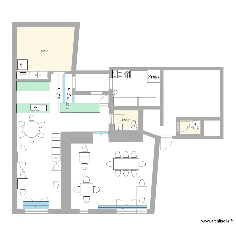 PAT CHAMAMA2. Plan de 3 pièces et 18 m2