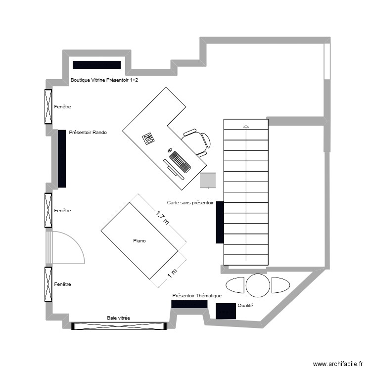 B C RDC. Plan de 0 pièce et 0 m2