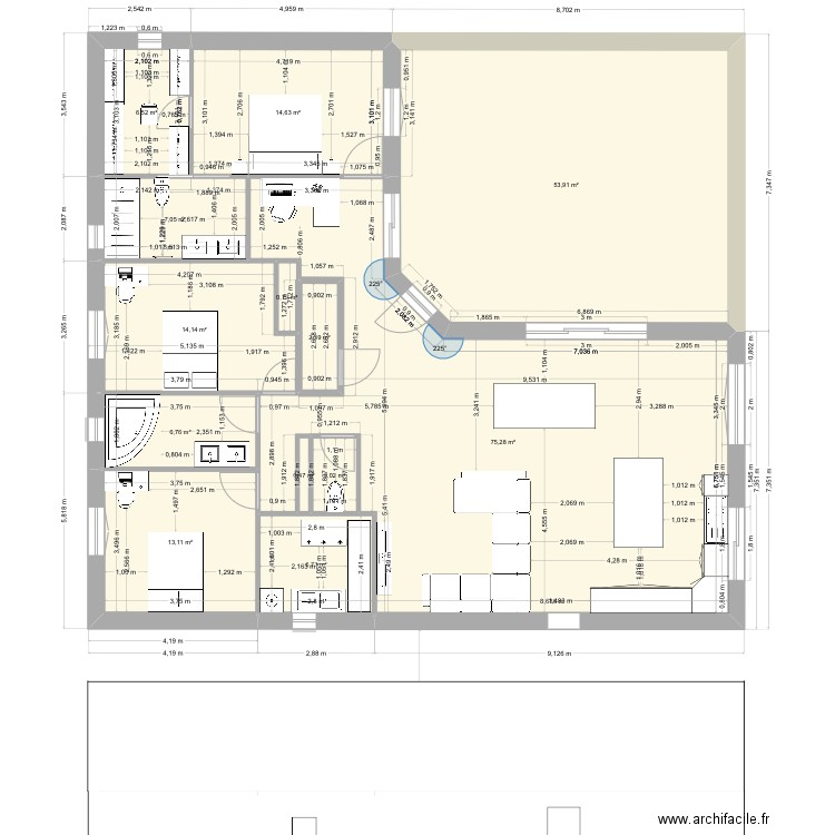 Plan 23-12-2024 N2. Plan de 14 pièces et 430 m2