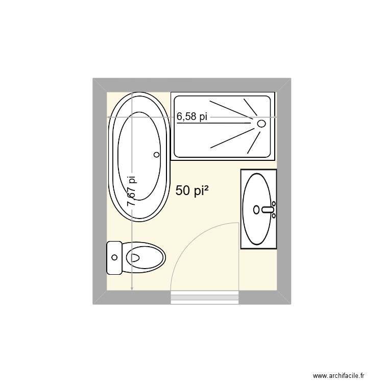 salle de bain. Plan de 1 pièce et 5 m2