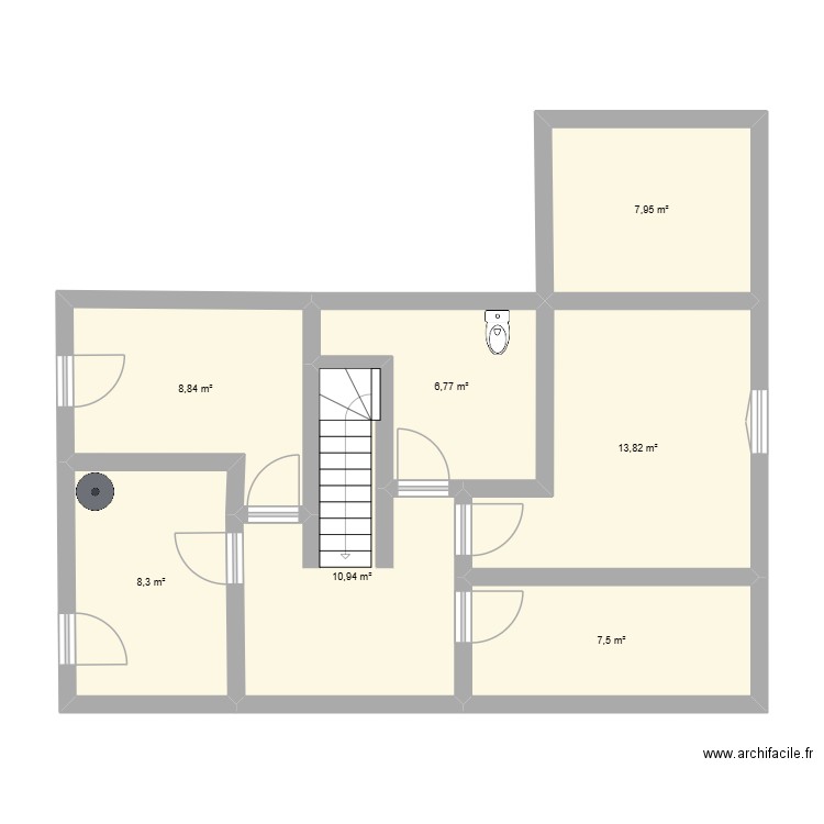 création maison etage. Plan de 7 pièces et 64 m2