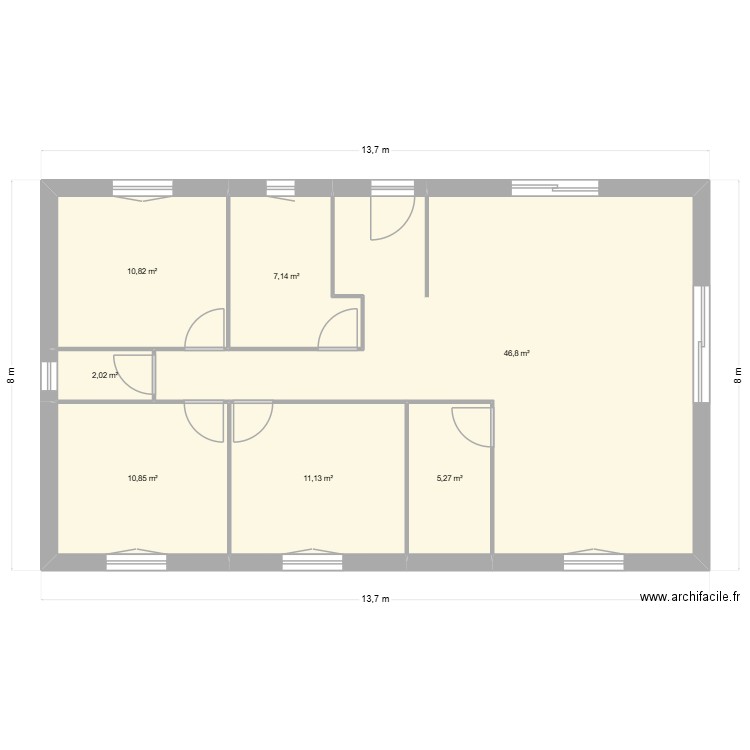 peyrieu. Plan de 7 pièces et 94 m2