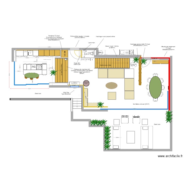 Roc Mer  - Agencement + cuisine V6. Plan de 3 pièces et 1 m2