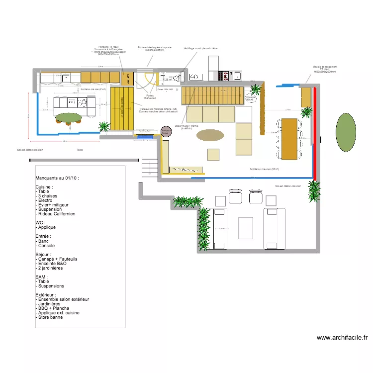 Roc Mer  - Agencement + cuisine V6. Plan de 2  et 1 m²