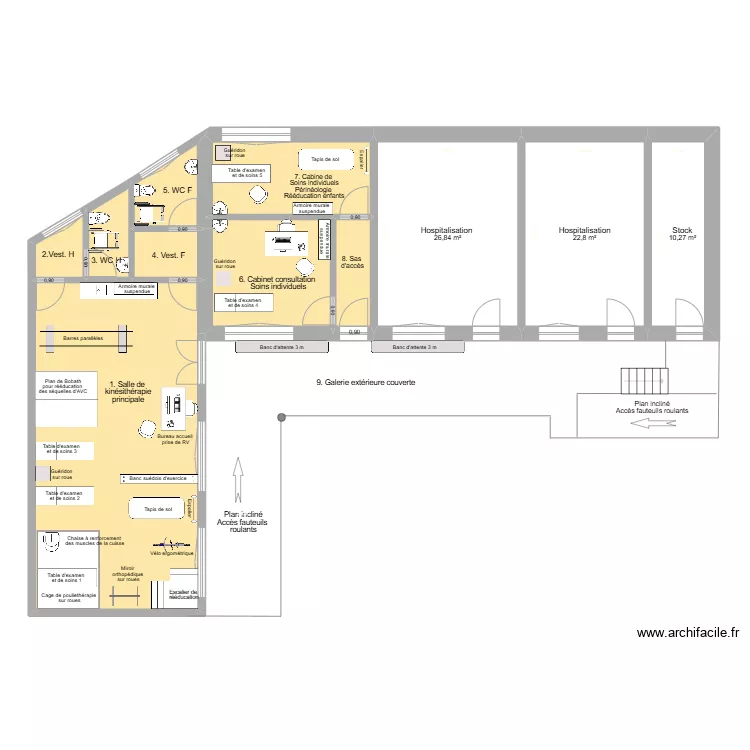 Hôpital de Giheta - bâtiment équipé pour service kiné. Plan de Hôpital de Giheta - bâtiment équipé pour service kiné. Plan de