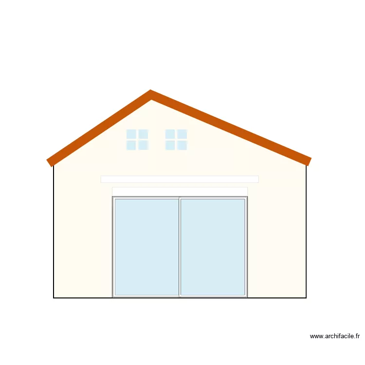 Fa&ccedil;ade arri&egrave;re projet&eacute;e. Plan de 