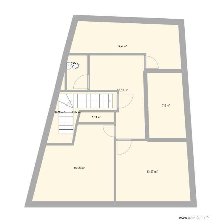 AFavire_Appt2_Niv2. Plan de 8 pièces et 69 m2