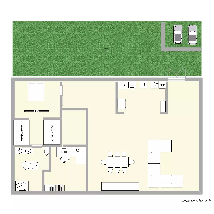 maison. Plan de 3  et 128 m²