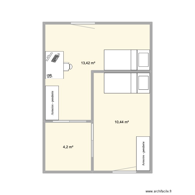 CHAMBRE. Plan de 3 pièces et 28 m2