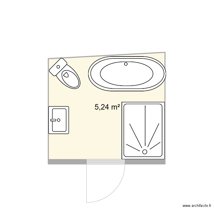 SDB 2025. Plan de 1 pièce et 5 m2