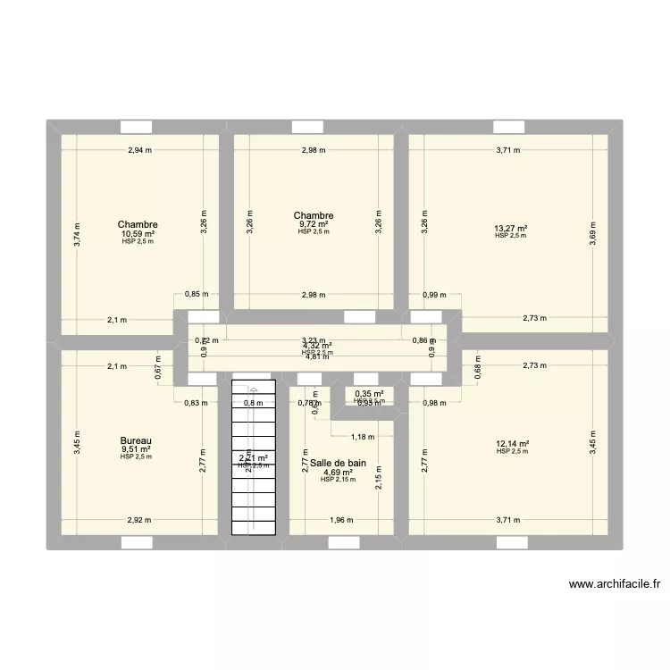 Beauvais étage. Plan de 9 Pièces et 67 m² Beauvais étage. Plan de 9 Pièces et 67 m²