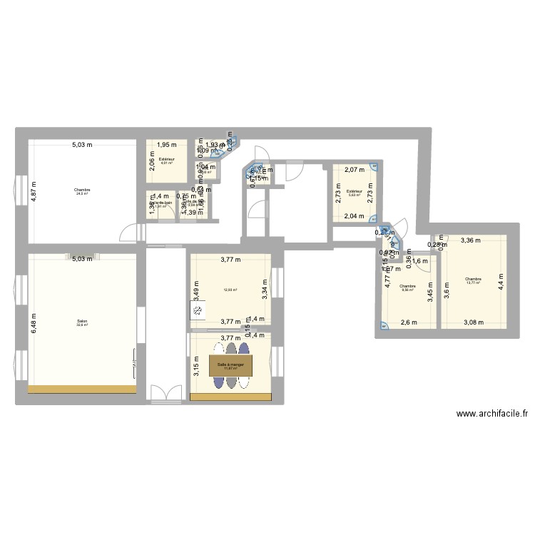 Albo 2. Plan de 13 pièces et 122 m2