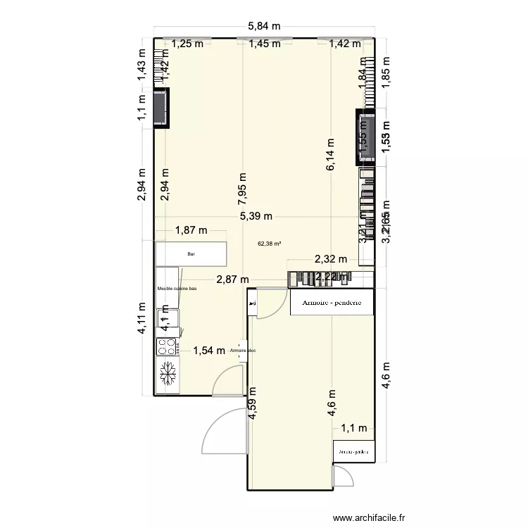 Saint Louis. Plan de 1 pièce et 62 m² Saint Louis. Plan de 1 pièce et 62 m²
