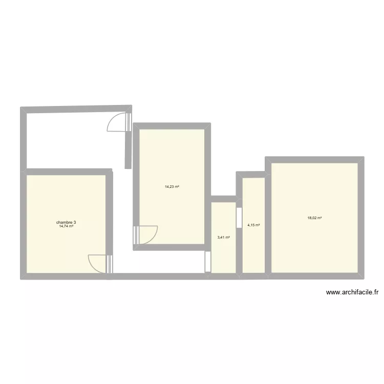 &eacute;tage. Plan de 5 Pièces et 55 m²
