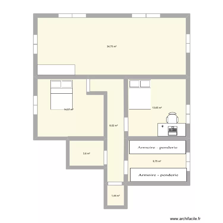 Plan maisooon fin appart. Plan de 7  et 86 m²