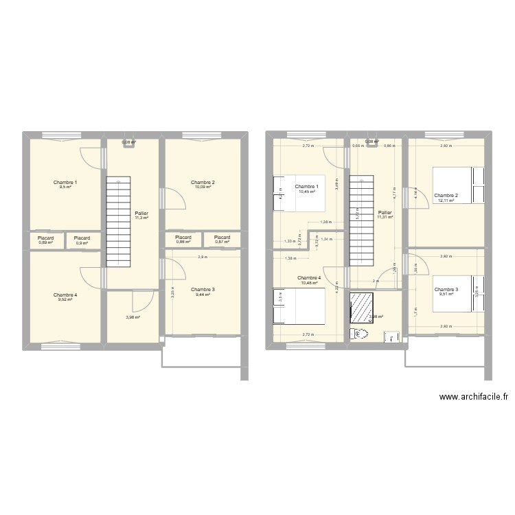 Maison Pessac Etage. Plan de 20 pièces et 115 m2