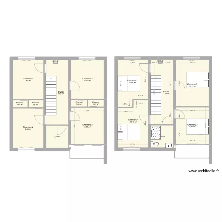 Maison Pessac Etage. Plan de 