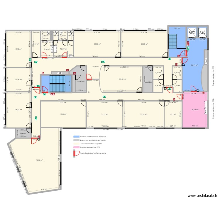 EPB EXTENSION 2EME ETAGE AVANT TRAVAUX. Plan de 39 pièces et 694 m2