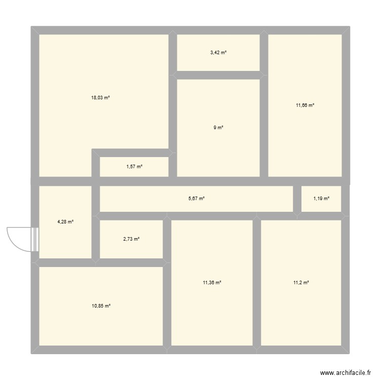 Trappes 1. Plan de 12 pièces et 91 m2