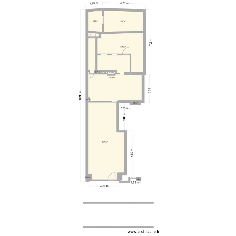Essai. Plan de 12 pièces et 87 m2