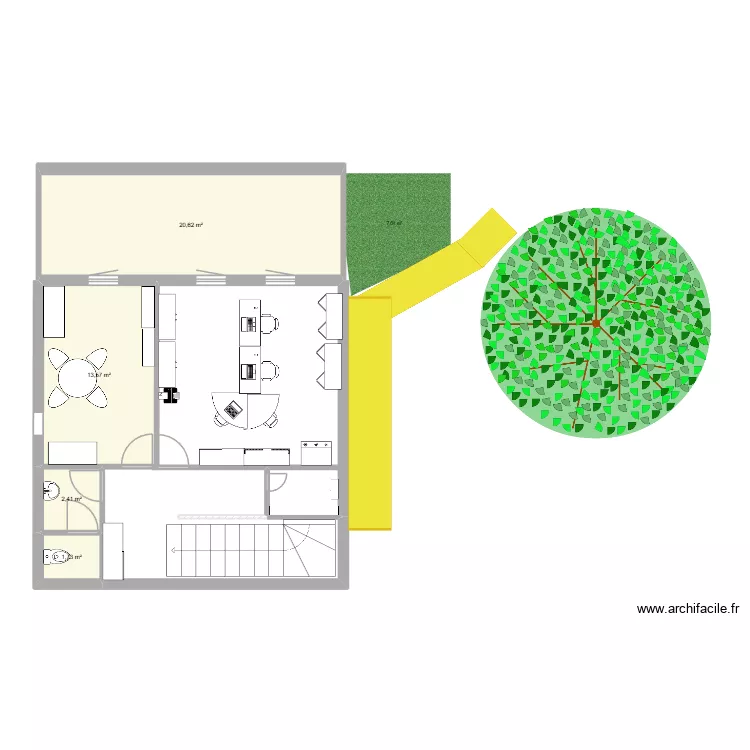 admr. Plan de 4 pièces et 38 m²
