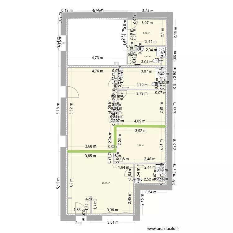 Sainte ursule Placo. Plan de 5  et 93 m²