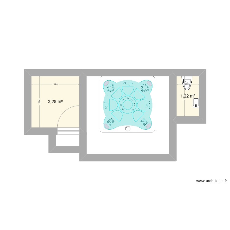 extension spa. Plan de 2 pièces et 5 m2