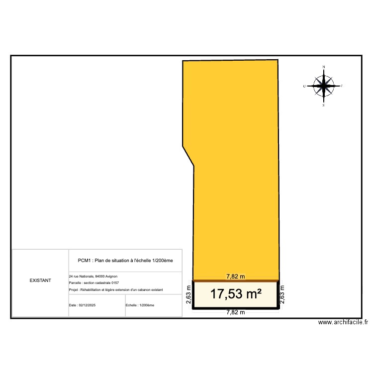 Projet Cabanon Pauline 3. Plan de 1 pièce et 18 m2