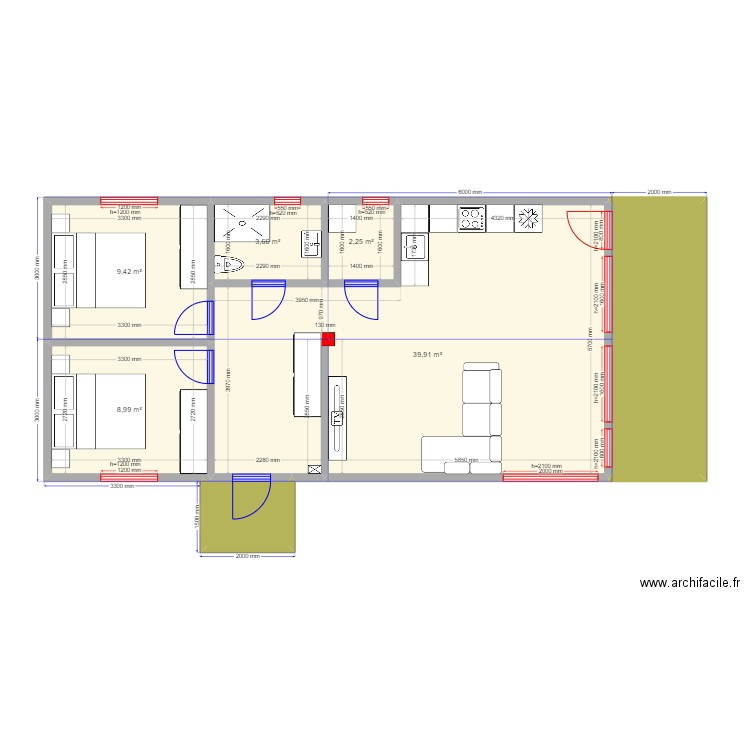 Барн новый эл. Plan de 7 pièces et 77 m2