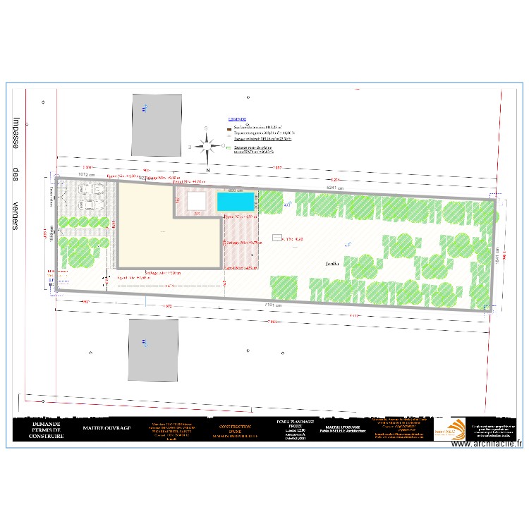 Piscine. Plan de 2 pièces et 1254 m2