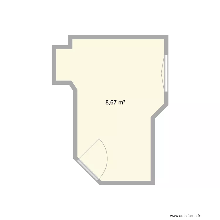 cuisine. Plan de 1  et 9 m²