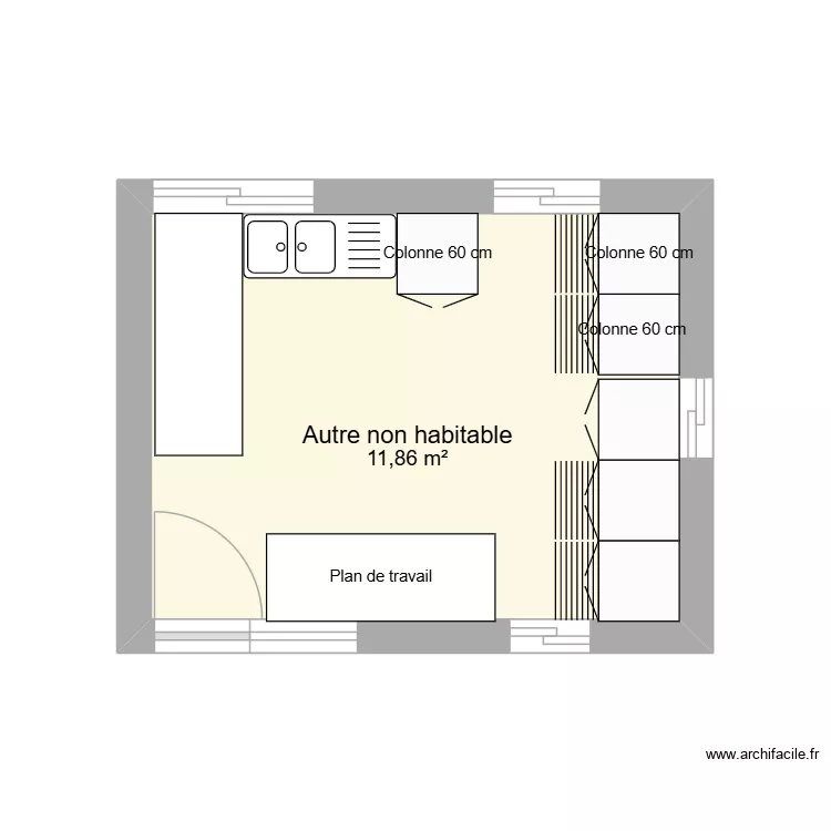 LABO. Plan de 1 Pièce et 12 m²