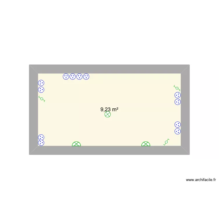 cuisine. Plan de 1  et 9 m²