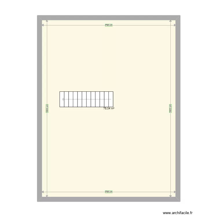 Plan de Mamie vide c&ocirc;t&eacute;. Plan de 1  et 76 m²