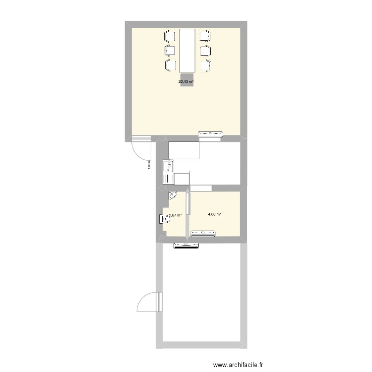Cave amenagee. Plan de 3 pièces et 26 m2