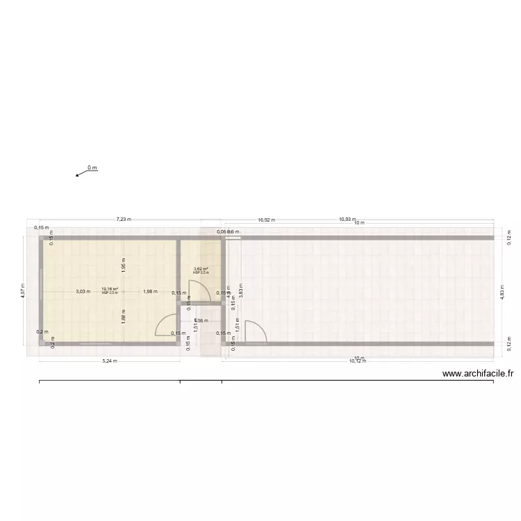 D&eacute;pendance Blitta1. Plan de 2  et 23 m²