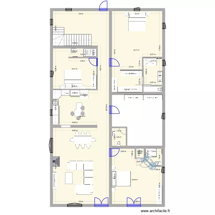R&eacute;sidence Principal 1renover. Plan de 7  et 192 m²