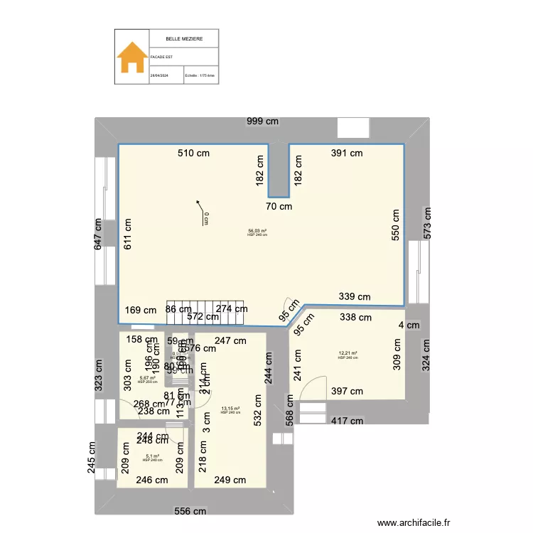 Hugo futur facade ouest. Plan de 