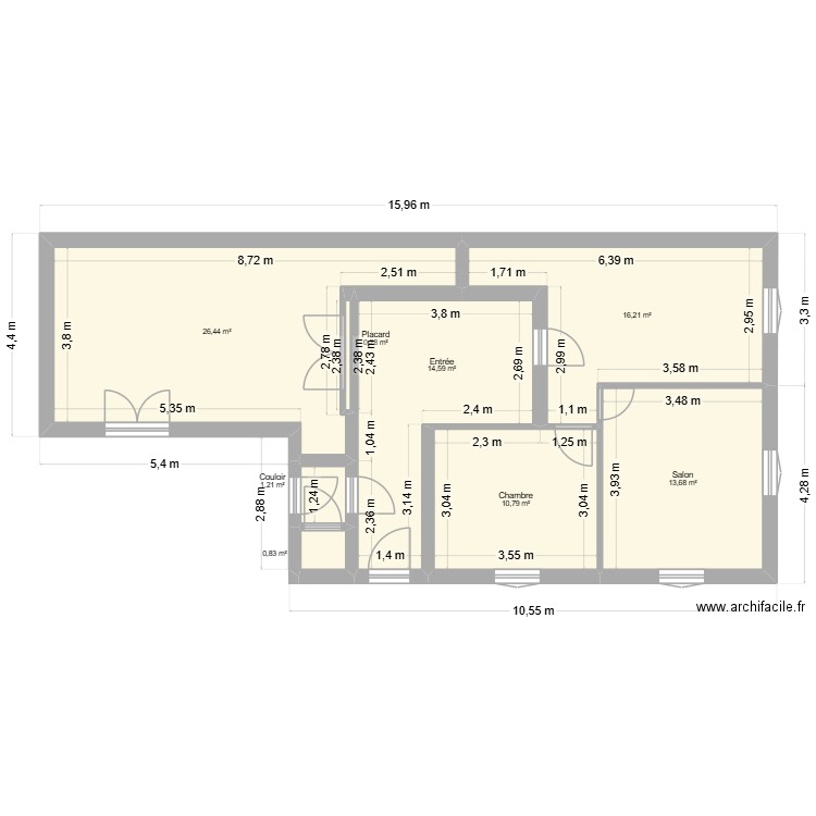 RDC Venerable Projet. Plan de 8 pièces et 84 m2