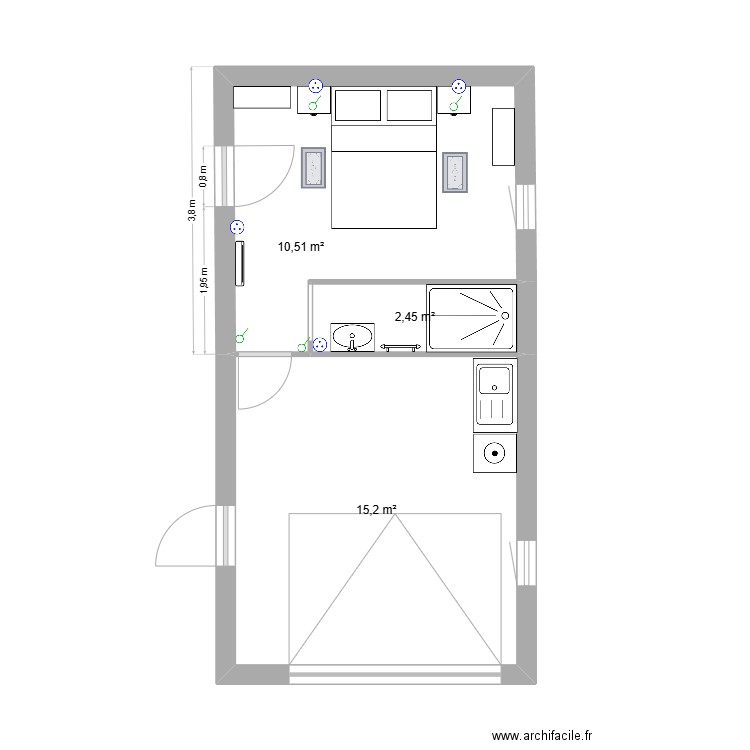 Boussoulet Malosse CH Proposition #3. Plan de 3 pièces et 28 m2