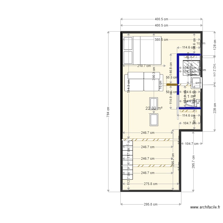 sam4. Plan de 2 pièces et 23 m2