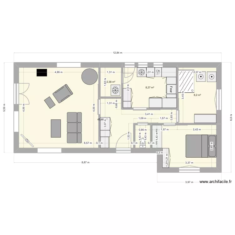 20 f. Plan de 4 Pièces et 63 m²
