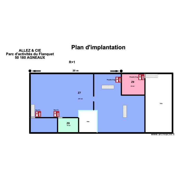 Plan d'implantation ALLEZ & CIE R+1. Plan de 6 pièces et 387 m2