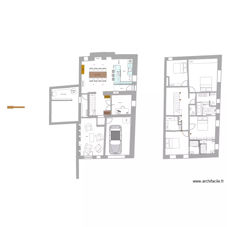 rez de chaussee cuisine rue. Plan de 2 Pièces et 90 m²