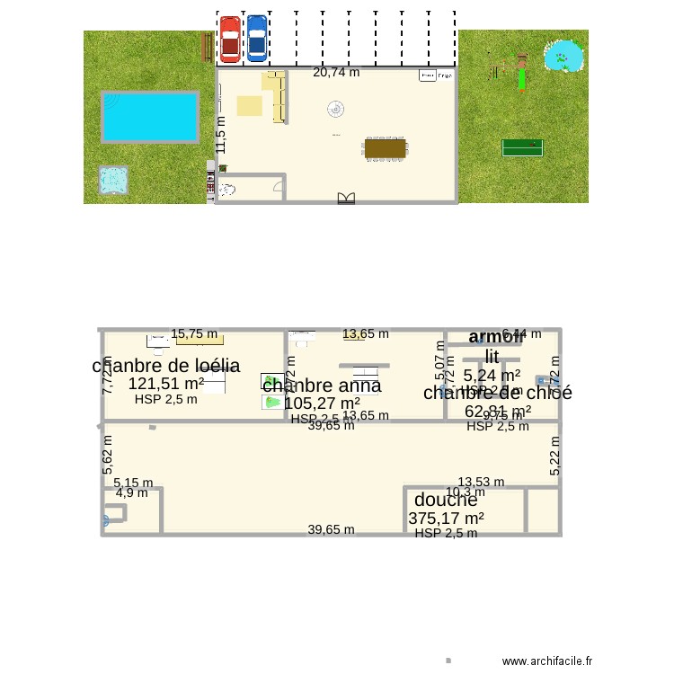 maison. Plan de 1 pièce et 238 m2