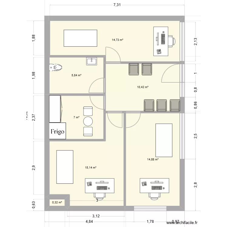 Plan 2 local. Plan de 7 Pièces et 68 m² Plan 2 local. Plan de 7 Pièces et 68 m²