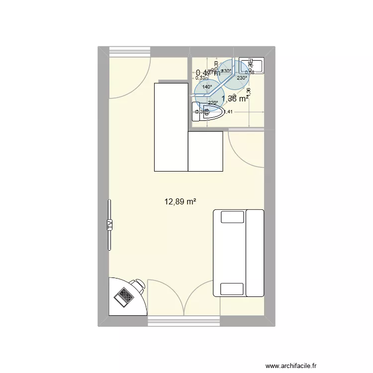 appartement toulouse. Plan de 3  et 15 m²